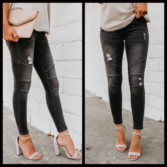 CLEARANCE-FIRM‼️5🌟Black Wash Moto Skinnies - Picture 6 of 8